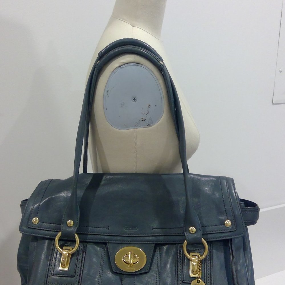 Coach Large Blue Shoulder Bag Tote - Picture 3 of 7